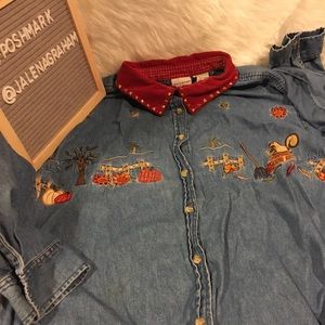 Fall fest Halloween denim shirt plus size